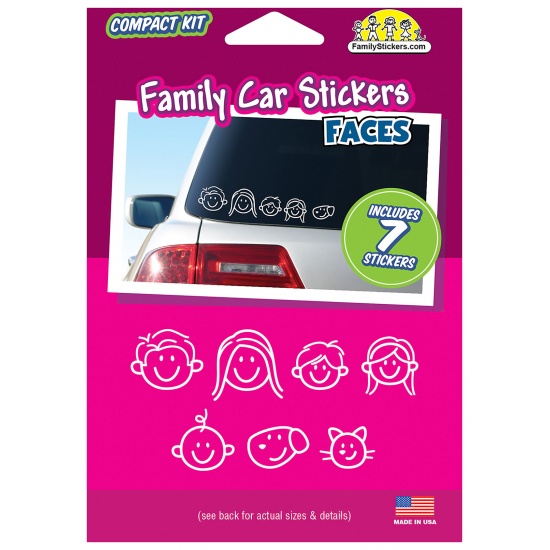 Family Faces Car Stickers - contains 7 stickers Image