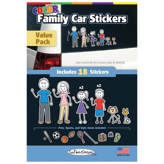 Color Cool Family Car Stickers - Compact Value Pack - contains 18 stickers Image