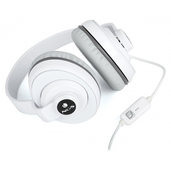 NGS White Flap SuperBass Headphones, Behind-the-Neck Style - White Image
