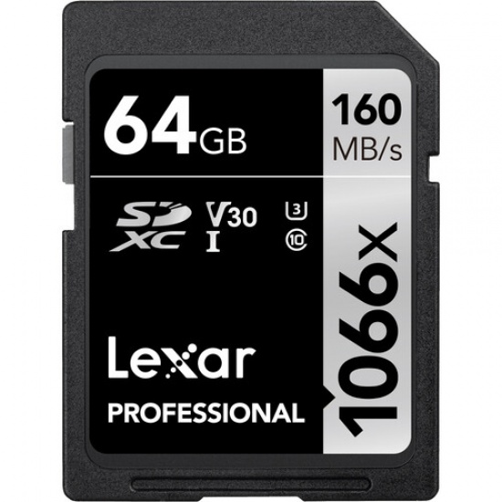 Lexar 64GB Professional 1066x UHS-I SDXC Memory Card (SILVER Series) Image