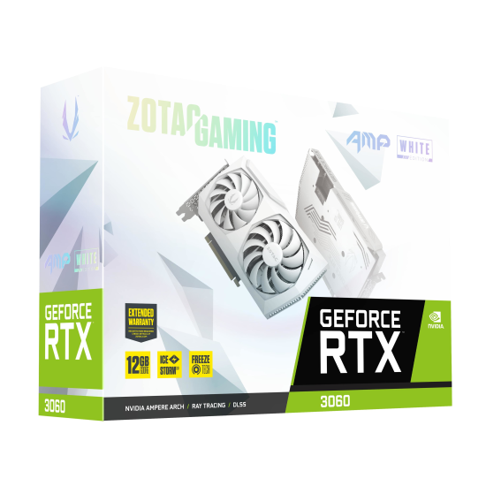 Zotac NVIDIA GeForce RTX 3060 AMP White Edition 12GB GDDR6 Gaming Graphics Card Image