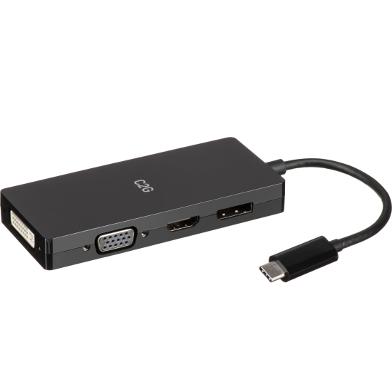 C2G USB Type C 4 In 1 Multi Port HDMI DisplayPort DVI & VGA Video Adapter Image