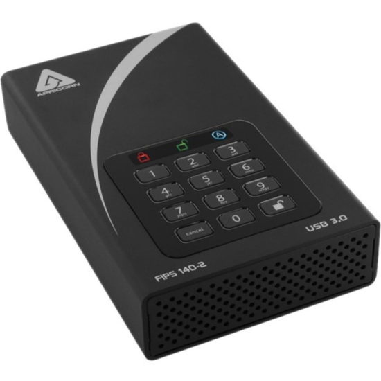 16TB Apricorn Aegis Padlock DT FIPS USB3.0 External Hard Drive - Black Image