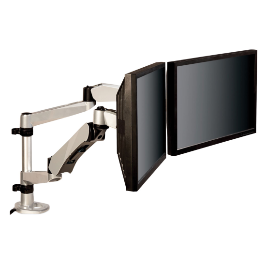 3M Monitor Arm Dual Desk Monitor Mount - Silver  Image