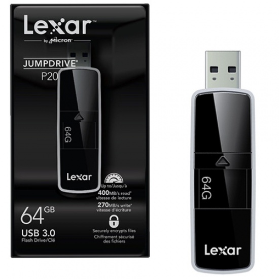 64GB Lexar P20 USB 3.0 Flash Drive Black Image