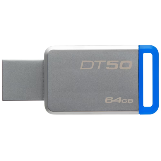 64GB Data Traveler 50 USB3.0 Flash Drive - Blue, Silver Image