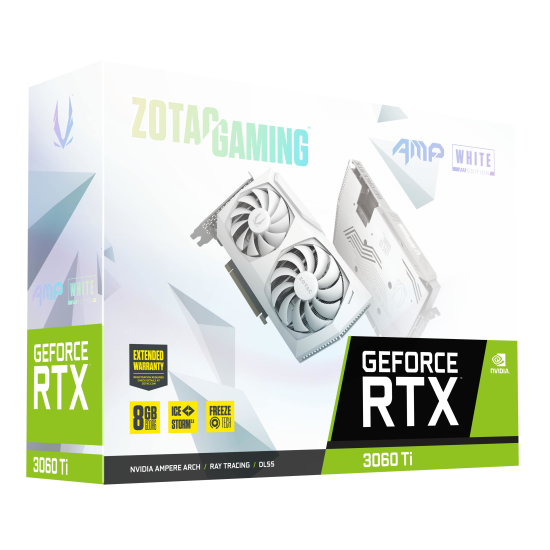 Zotac NVIDIA GeForce RTX 3060 Ti AMP White Edition LHR 8GB GDDR6 Gaming Graphics Card Image