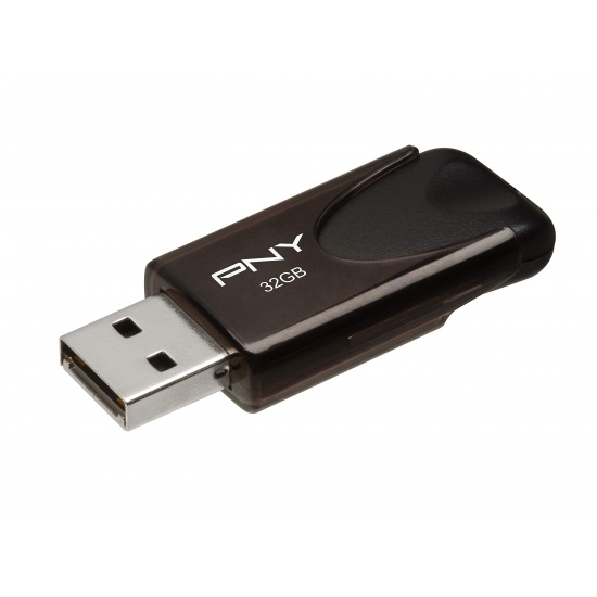 32GB PNY MF Attache 4 USB2.0 Capless Flash Drive - Black Image