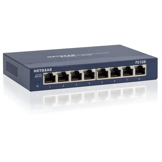 Netgear FS108 ProSafe 8 Port Fast Ethernet Switch (10/100) - Blue Image