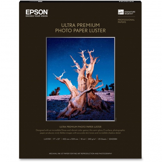 Epson Ultra Premium Luster 17x22 Photo Paper - 25 Sheets Image