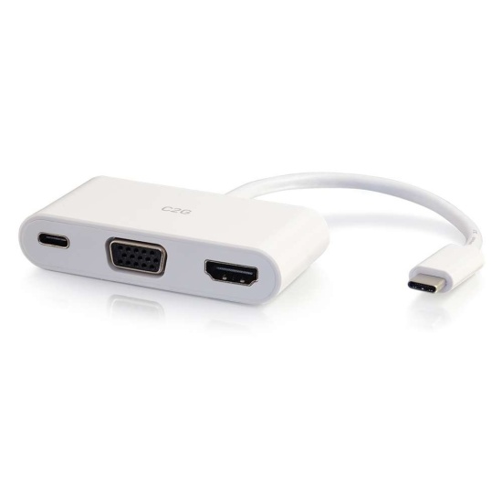 C2G USB-C to HDMI/VGA Multiport Adapter - White  Image