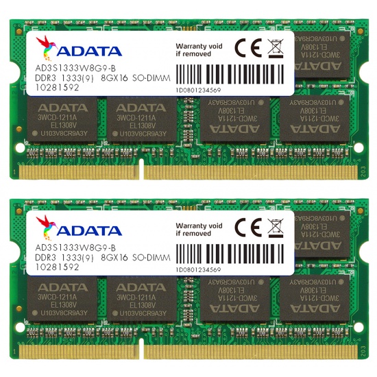 16GB AData DDR3 PC3-10666 1333MHz CL9 204-pin Dual 