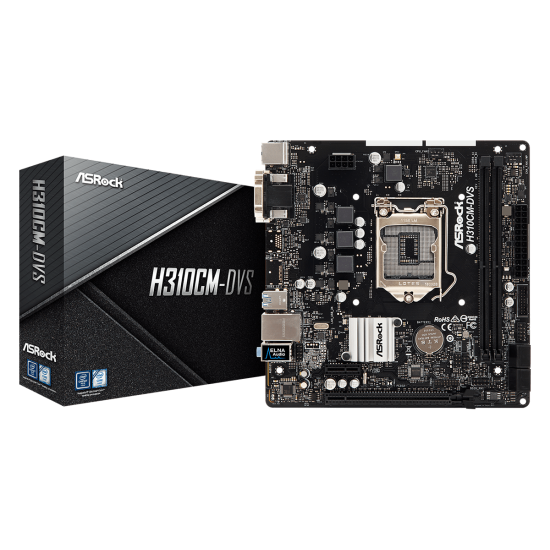 Asrock Intel H310CM-DVS LGA 1151 Socket H4 Micro ATX DDR4-SDRAM Motherboard Image