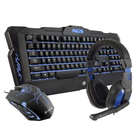 NGS GBX-1000 Gaming Pack, Keyboard + Mouse + Headphones - Spanish Layout  Image