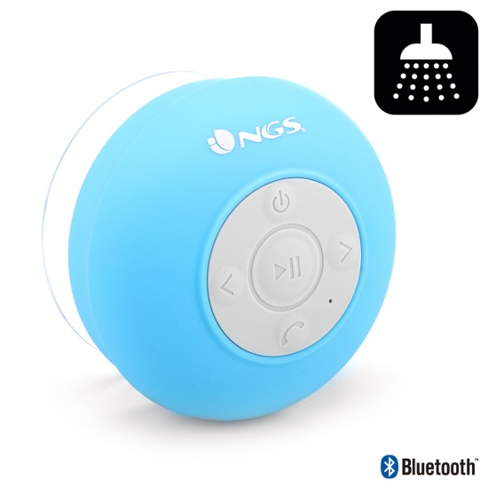 NGS Water Resistant (IPX4) Bluetooth Speaker with Suction Cup and Control Buttons – Roller Splash Blue Image