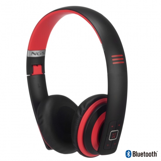 NGS Black Artica Bluetooth Foldable Headphones  - Black/Red Image