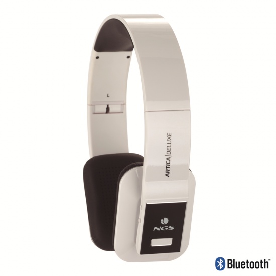 Bluetooth Foldable Headphones NGS Artica Deluxe with Transport Bag and 3.5mm Jack Cable Included - White Image