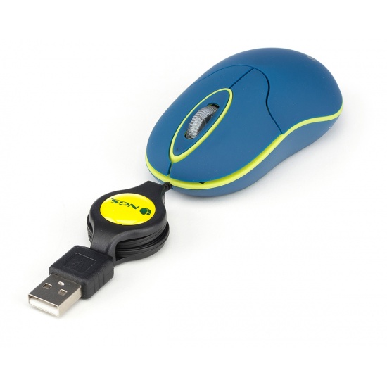 NGS Sin - Optical Mouse with Retractable USB Cable & Scroll-wheel, 1000 DPI - Blue Image