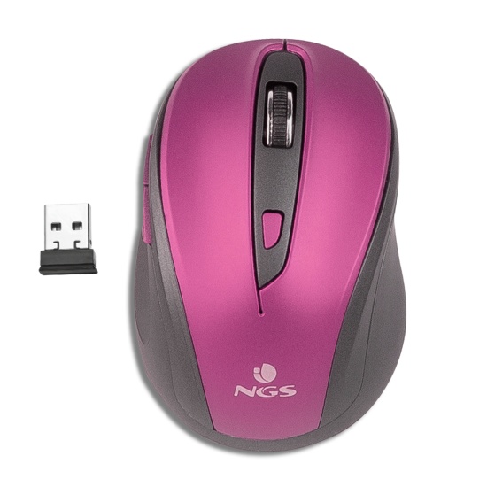 NGS 2.4GHz Wireless Optical Silent Mouse, 5 Buttons + Scroll Wheel - Evo Mute Purple Image