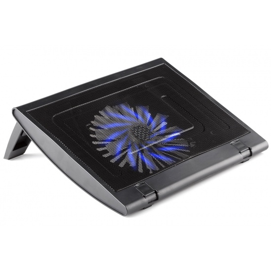 NGS TurboStand Laptop Cooling Stand with Glowing Blue Fan - Black Image