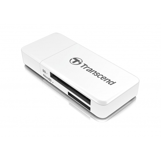 White Transcend High-Speed RDF5 USB3.0 Card Reader for SDHC/SDXC and microSDHC/microSDXC cards Image