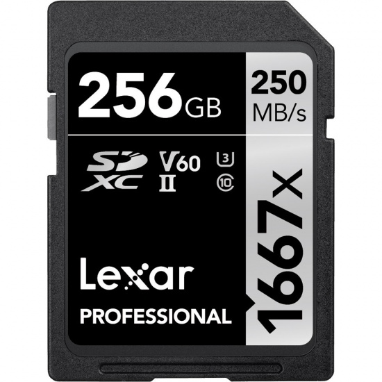 256GB Lexar Professional 1667x V60 / UHS-II U3 / Class10 SDXC Memory Card Image