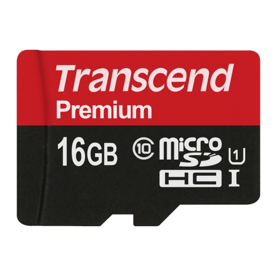 16GB Transcend microSDHC Class10 UHS-1 Premium Series w/adapter Image