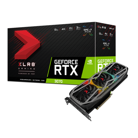PNY NVIDIA GeForce RTX 3070 8GB GDDR6 XLR8 Gaming REVEL EPIC-X RGB Triple Fan Edition Image PNY NVIDIA GeForce RTX 3070 8GB GDDR6 XLR8 Gaming REVEL EPIC-X RGB Triple Fan Edition Image