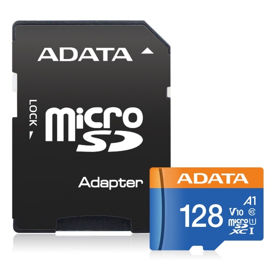 128GB AData Premier microSDXC A1 UHS-1 CL10 Memory Card w/SD adapter 85MB/sec Image