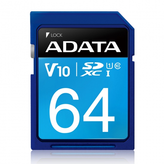 64GB AData Premier SDXC CL10 UHS-1 V10 Memory Card Image