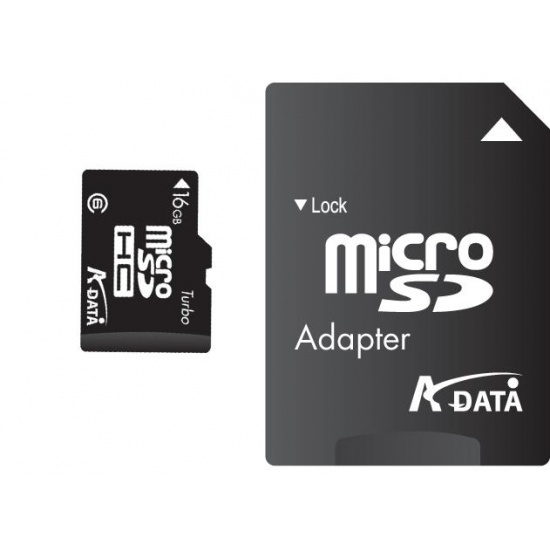 16GB A-Data Turbo microSDHC CL6 Memory Card w/SD adapter Image