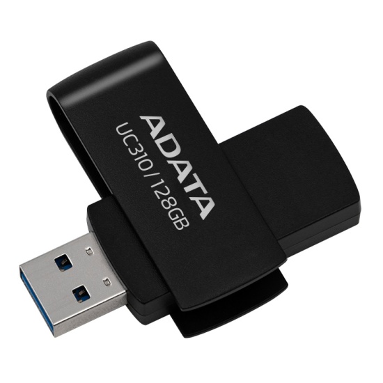 128GB AData UC310 USB 3.2 Flash Drive - Black Capless Swivel Image
