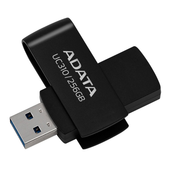 256GB AData UC310 USB 3.2 Flash Drive - Black Capless Swivel Image
