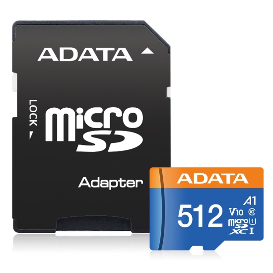 512GB AData Premier microSDXC A1 UHS-1 CL10 Memory Card w/SD adapter 85MB/sec Image