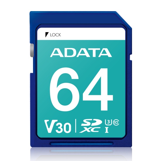 64GB AData SDXC Memory Card UHS-I U3 CL10 V30 4K Ultra HD Image 64GB AData SDXC Memory Card UHS-I U3 CL10 V30 4K Ultra HD Image