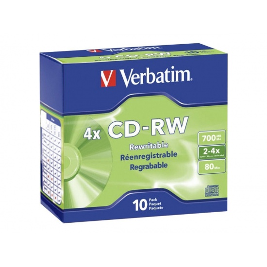 Verbatim CD-RW 700MB 4X 10-Pack Slim Case Image