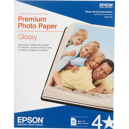 Epson Premium 8.5x11 Glossy Photo Paper - 25 Sheet Image
