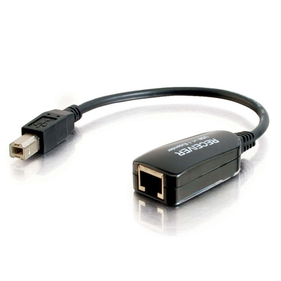 C2G 1-Port USB 1.1 Cat5 Superbooster RJ45 Female to Male Network Cable Adapter Image