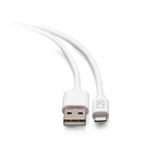 C2G USB-A to Lightning Sync and Charging Cable - White - 6ft Image