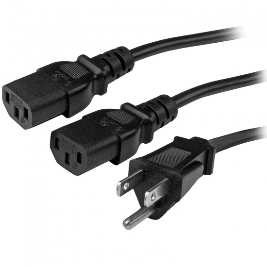 C2G 6FT 16 AWG C13 Coupler 1 to 2 Power Cord Splitter - Black Image