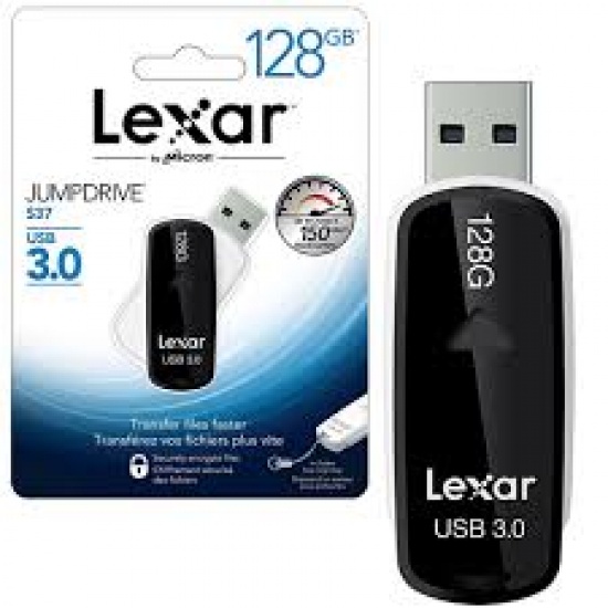128GB Lexar S37 USB 3.0 Flash Drive Black/White  Image