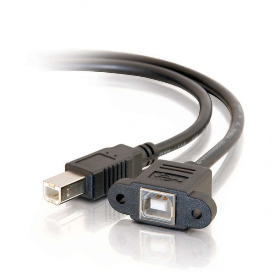 C2G 3FT USB Type-B Male to USB Type-B Female Cable - Black Image