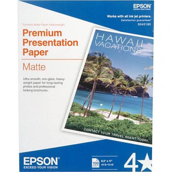 Epson Matte 8.5x11 Premium Presentation Photo Paper - 100 sheets Image