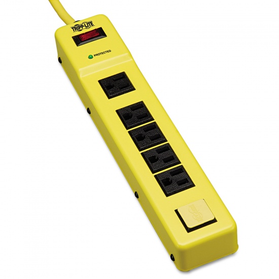 6FT Tripp Lite 6 Outlet Safety Surge Protector - Black, Yellow Image