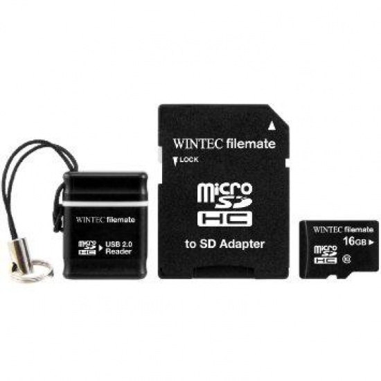 16GB Wintec FileMate Mobile Professional microSDHC Card Multi-Kit (microSDHC CL10, SD adapter, USB) Image
