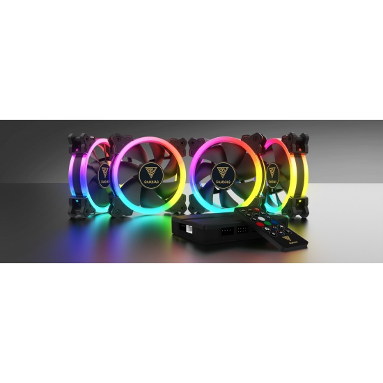 Gamdias AEOLUS M1-1204R 4-Pack Case RGB Fans with Remote Control Image