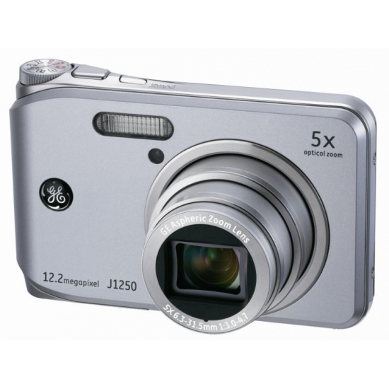 GE J1250 12.2 Megapixel Digital Camera, 5X Optical Zoom, Panorama (Silver) Image