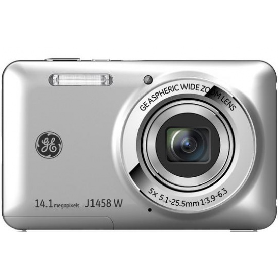 GE J1458W 14.1 Megapixel Silver Digital Camera, 5X Optical Zoom, 2.7-inch Screen Image