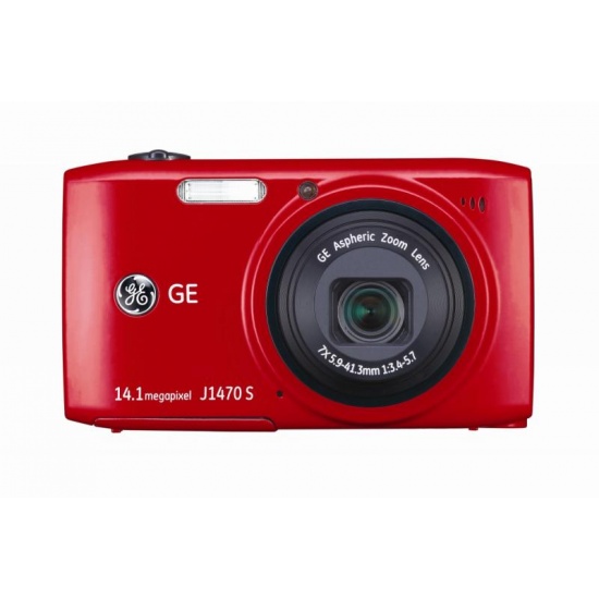 GE J1470S 14.1 Megapixel Digital Camera, 7X Optical Zoom, Panorama (Red) Image