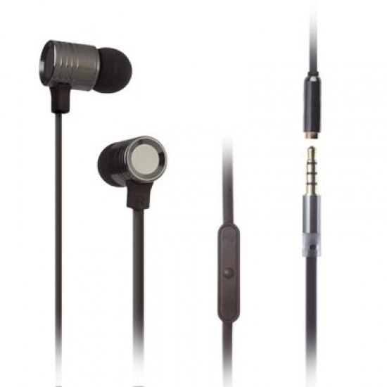 GEEQ Black Flat-cable Metal Noise-isolating Earphone with Microphone Image